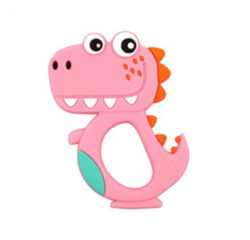 ยางกัดเด็กปลอดสารพิษ, FDA , ออกแบบรูปสัตว์สนุก    Non-toxic Baby Teether, FDA Approved, Fun Animal Shape Designs  สีวัสดุ ไดโนเสาร์ชมพู (Pink Dinosaur)