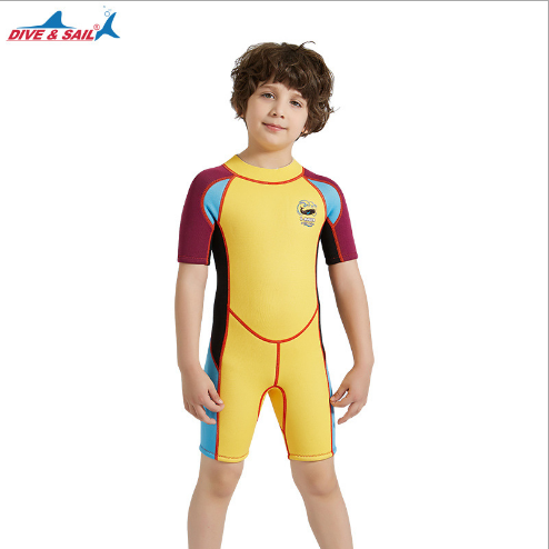 ชุดว่ายน้ำเด็ก (อายุ 2-12 ปี) ชุดว่ายน้ำกันหนาว กันแดด UVP50+ กันแมงกะพรุน Wet Suit หนา 2.5 mm.แขนสั้น-ขาสั้น    ครบไซซ์