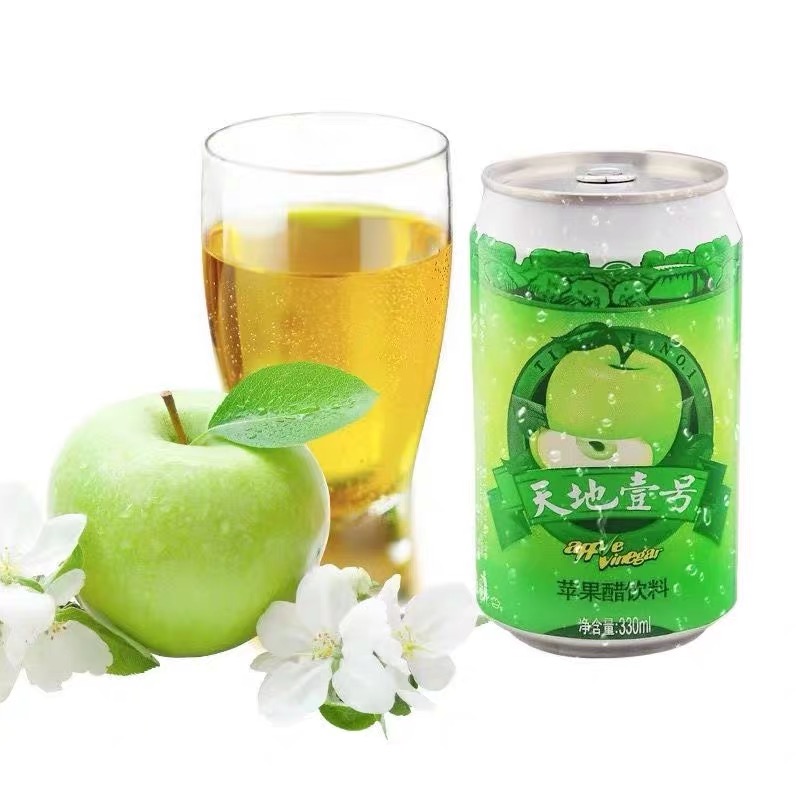 น้ำแอปเปิ้ลเขียวโซดา รสเปรี้ยวซ่าอมหวาน กลิ่นหอมสดชื่น 天地壹号苹果醋330ml