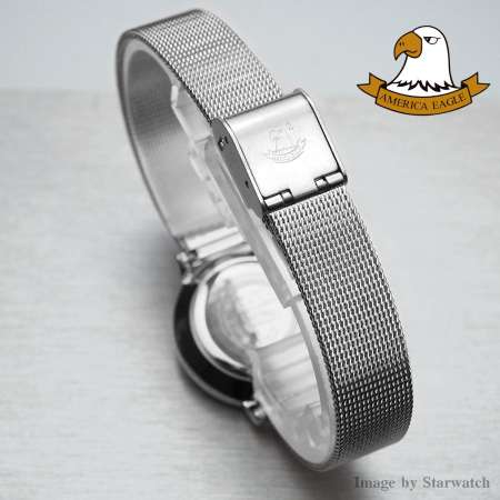 AMERICA EAGLE นาฬิกาข้อมือผู้หญิง สายสแตนเลส รุ่น AE8005L - Silver/Black