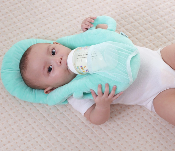 หมอนเด็กอ่อนป้องกันการพลิกคว่ำและการป้องกันการหกของนม    Anti-Rollover and Anti-Spill Nursing Baby Pillow  สีวัสดุ สีฟ้า