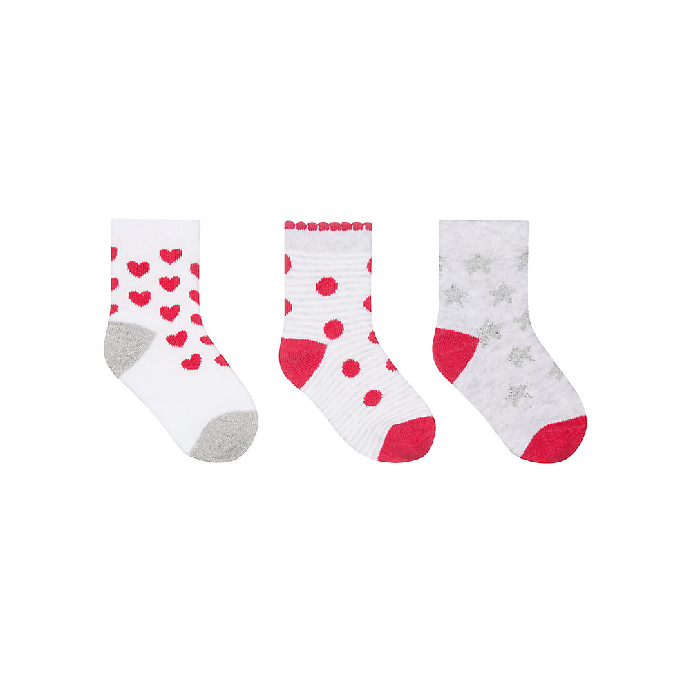 ถุงเท้าเด็กผู้หญิง mothercare star and heart socks - 3 pack TD300