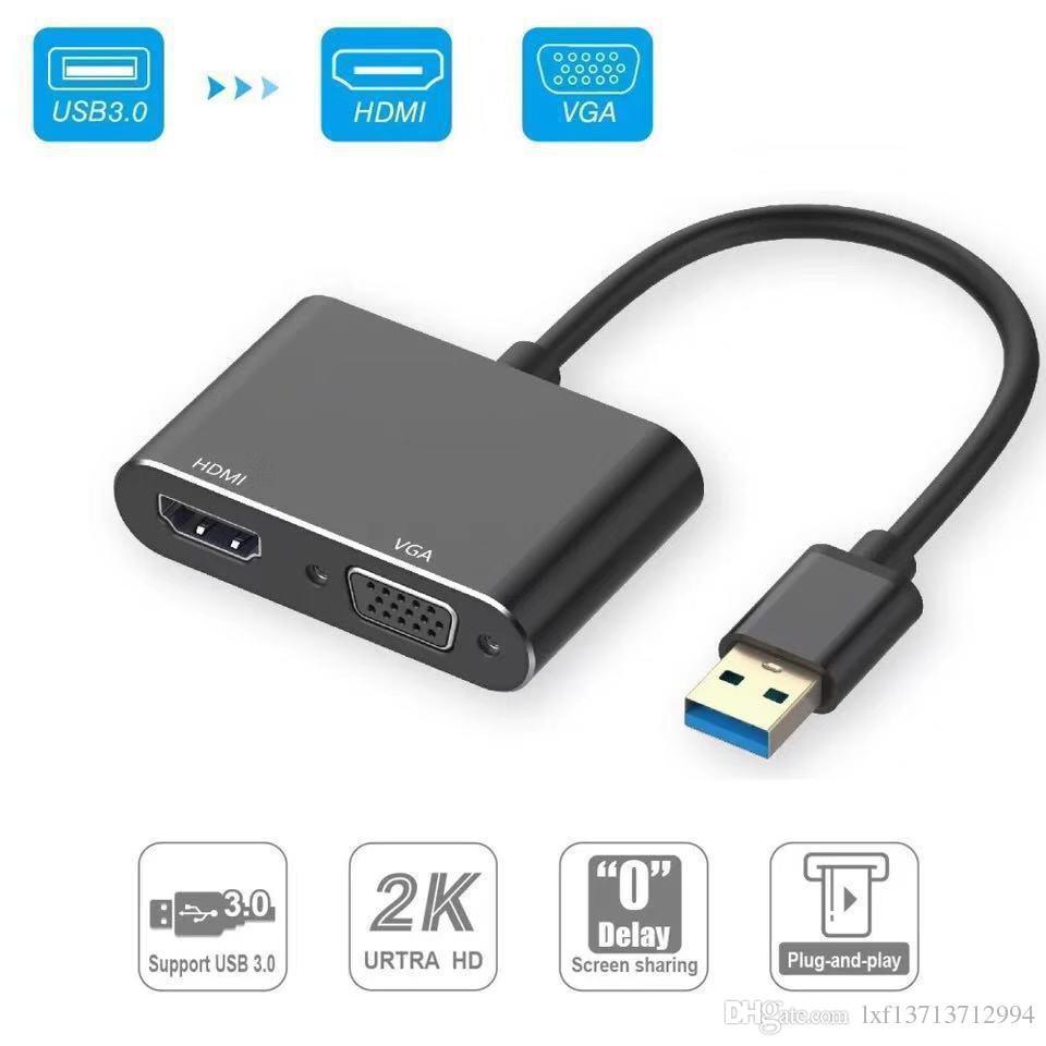 SALE อะแดปเตอร์วิดีโอ USB 3.0 เป็น HDMI VGA, USB to HDMI VGA 1080P AV Converter รองรับ 2K สำหรับคอมพิวเตอร์ตั้งโต๊ะโน๊ตบุ๊ค #คำค้นหาเพิ่มเจลทำความสะอาดฝุ่น Super Cleanสาย AC PoWer1.8 G-LINGการ์ดรีดเดอร์ Card Readerสายต่อจอ Monitorสายชาร์จกล้องติดรถยนต์