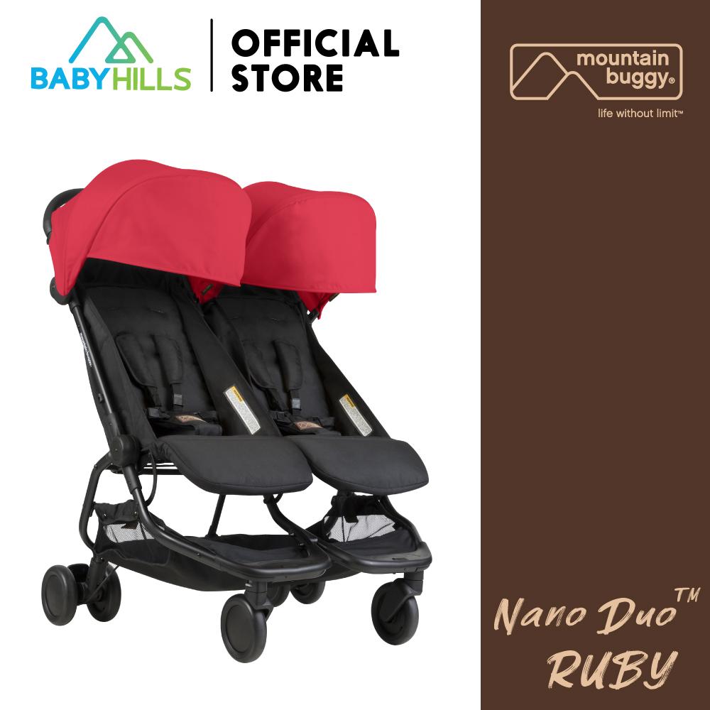 Mountain Buggy - Nano Duo Stroller, Twin Baby Stroller 2-Seat Sibling Stroller for Children 6 Months - 6 Years Old, Available in 5 Colors, Easy to Fold, Small Size.