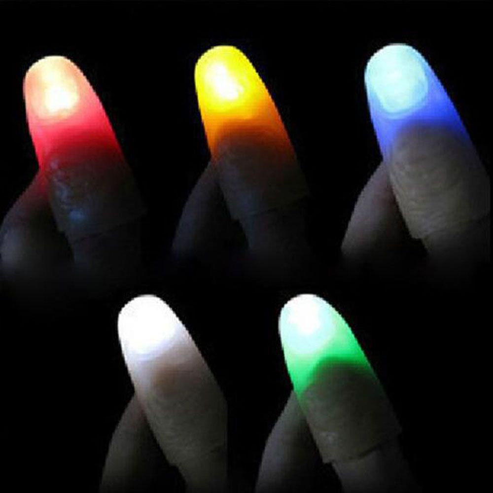 2pcs Thumb Tips Magic Trick Fingers Appearing Light Magic Trick Fingers for Halloween Light Up Flashing Fingers 