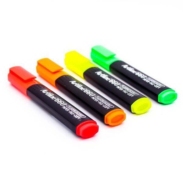 Electro48 Artline ปากกาเน้นข้อความ อาร์ทไลน์ ชุด 4 ด้าม  (สีเหลือง, เขียว, ส้ม, แดง) สีสดใส ถนอนมสายตา