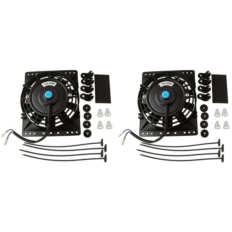 2X 6 Inch Slim 650CFM Radiator Cooling Fans Universal Slim Pull Push ...