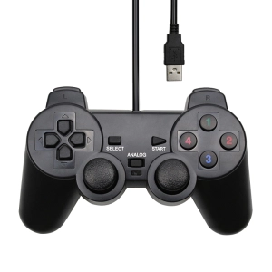 สินค้า จอยสติ๊กแบบมีสาย USB จอยสำหรับเล่นเกมส์ สีดำ แบบใช้สาย USB สำหรับ PC Computer  อะนาล็อกควบคุมเครื่องพีซี USB DUAL SHOCK 2 DUAL ANALOG