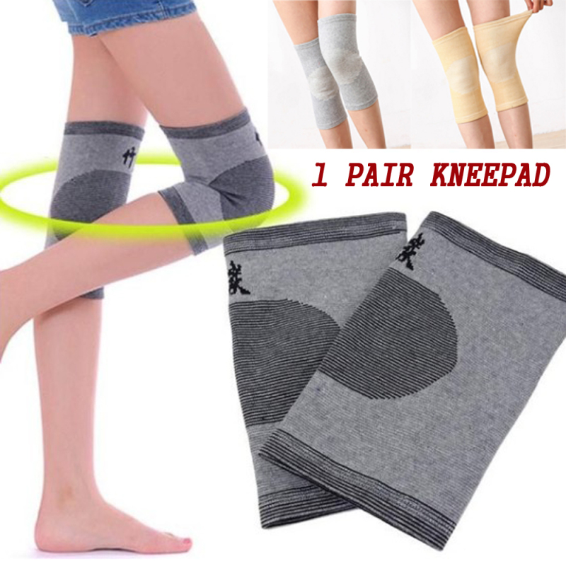 VKLMP 1Pair Knitted Safety Bamboo Charcoal Bandage Riding Sports Knee Guard Support Protector Gym Sleeve Knee Pads