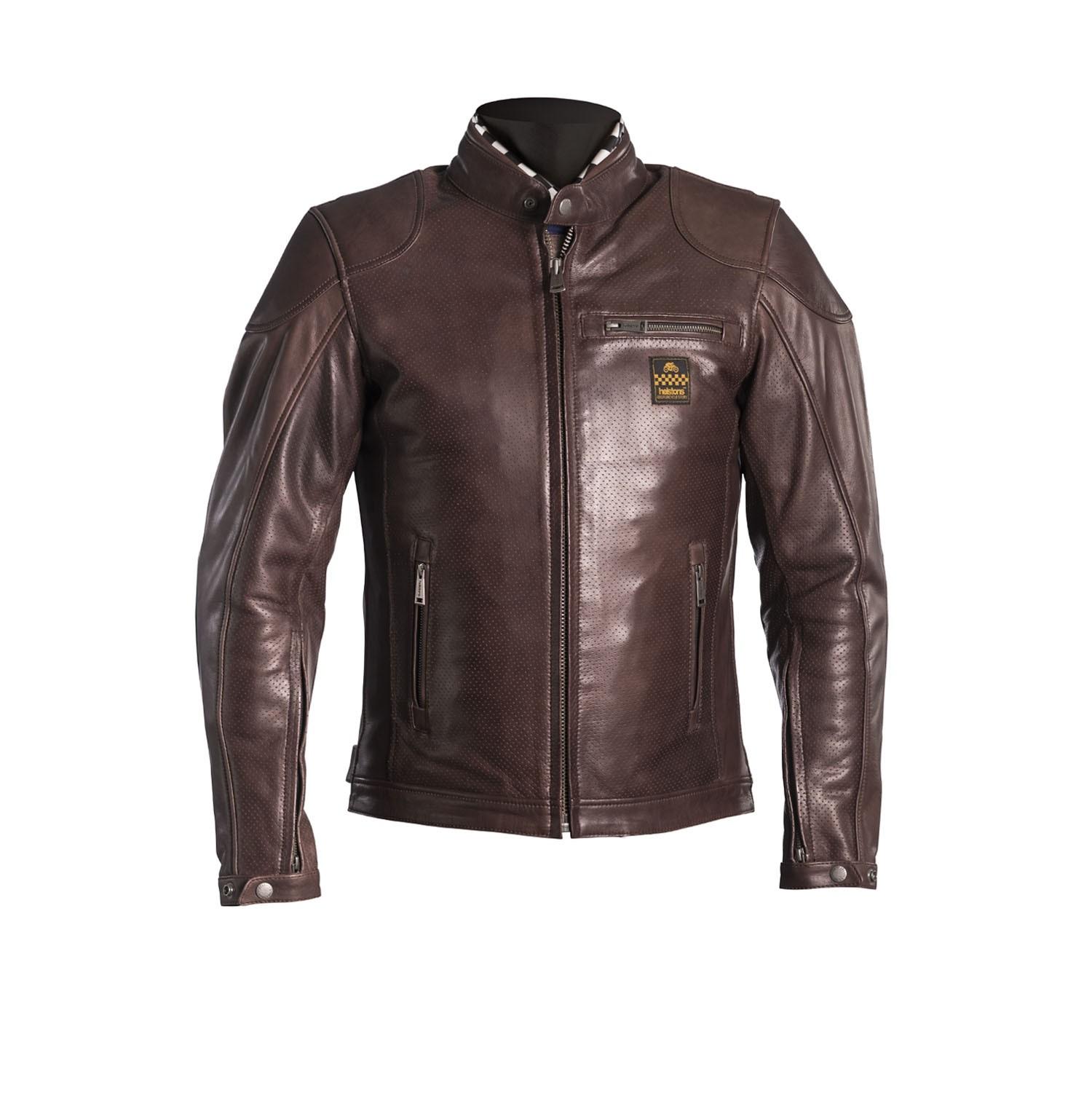 JACKET HELSTONS ROAD CUIR NATURAL PERFORE