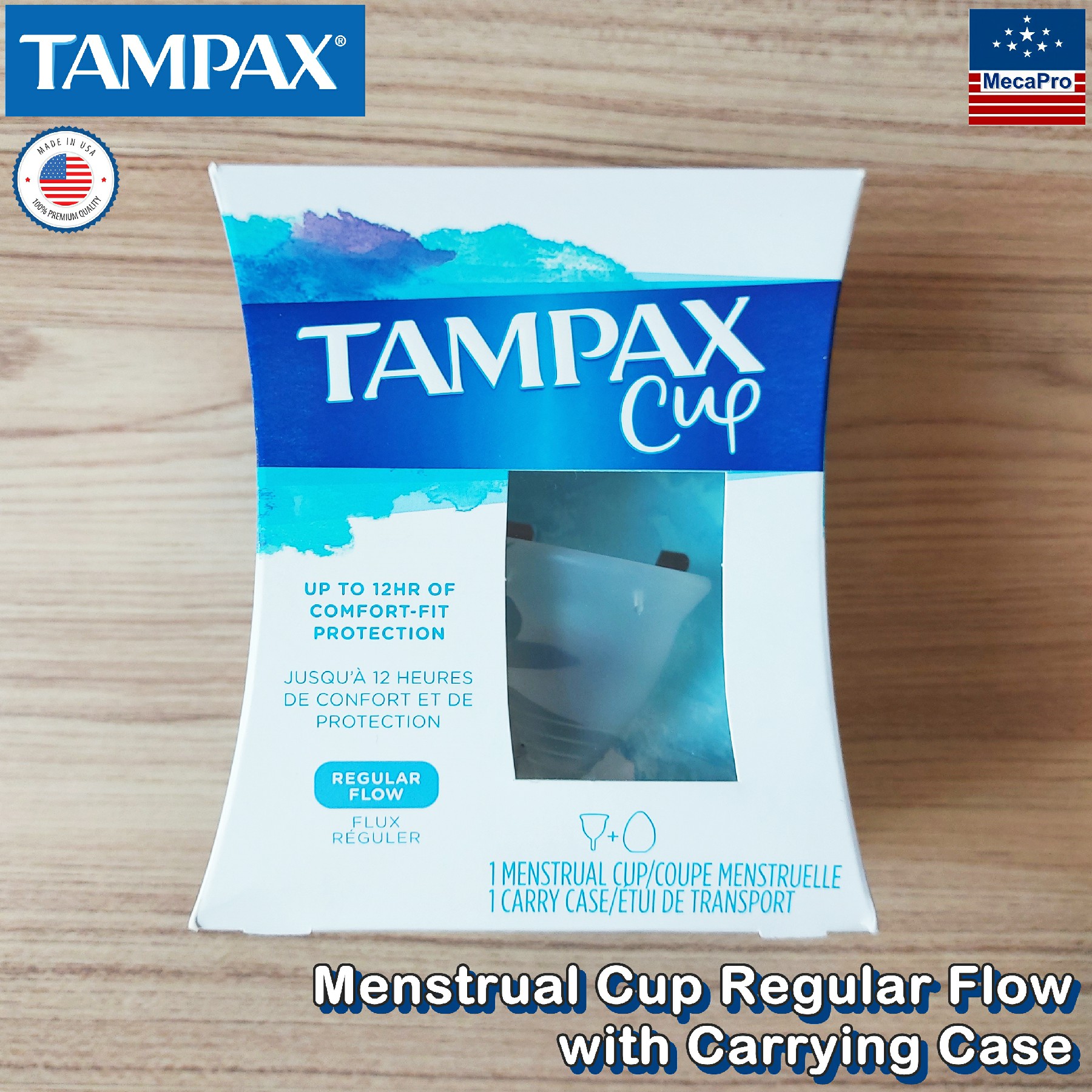Tampax® Menstrual Cup Regular Flow with Carrying Case ถ้วยรองรับประจำเดือน
