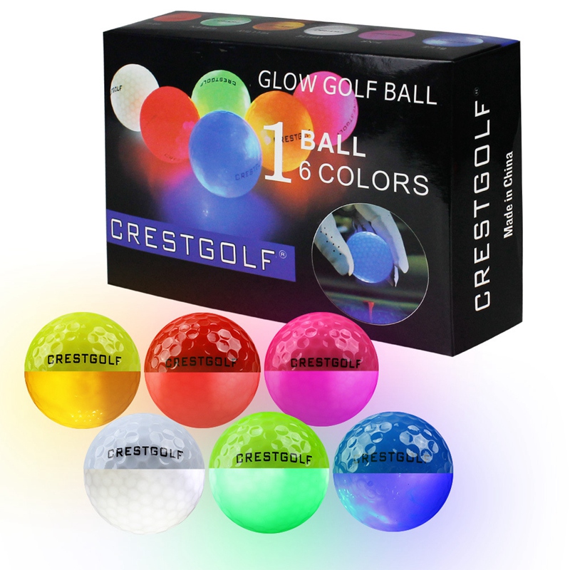 CRESTGOLF Golf Night Light Ball High Elasticity Night Led Always Bright Flash Practice Ball Game Ball 6 Colors/Set