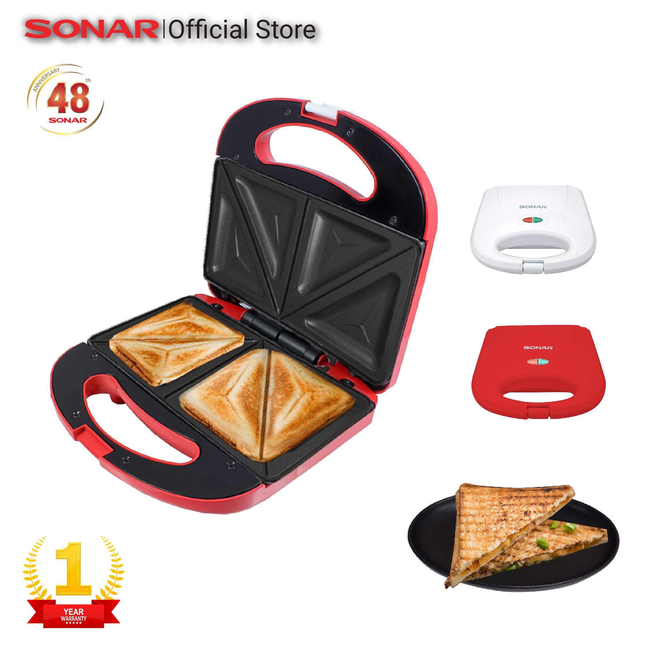 SONAR เครื่องทำแซนด์วิช ที่ทำขนม ที่ทำแซนวิช อาหารเช้า เครื่องทำขนมแซนด์วิช รุ่น SM-S021