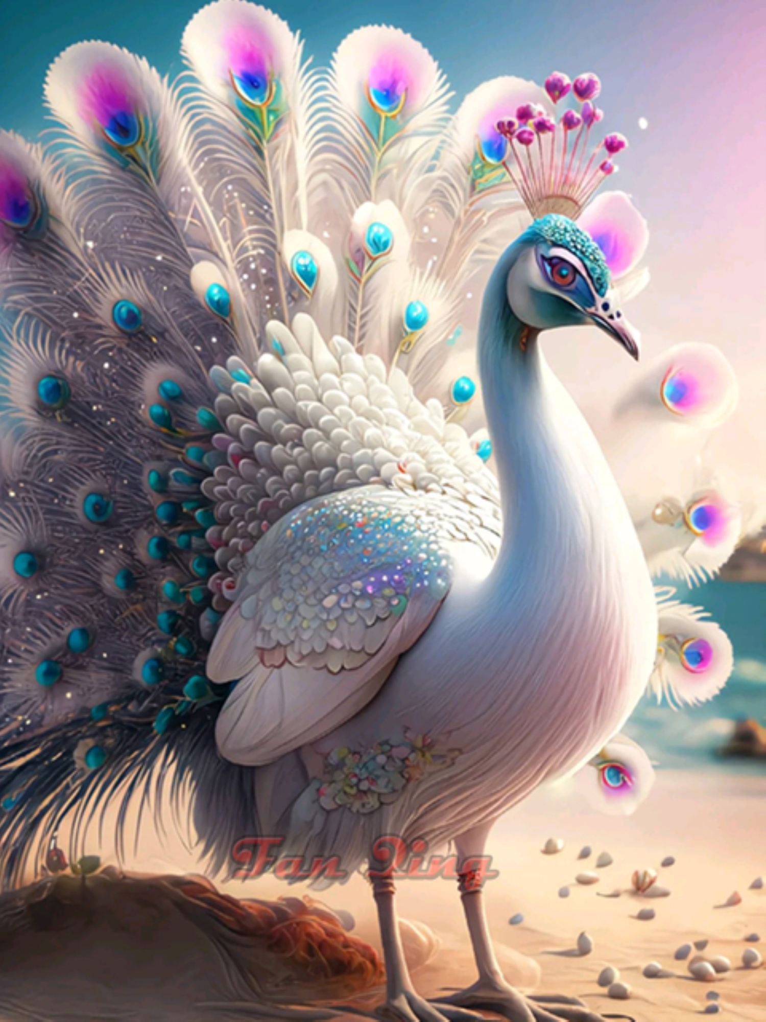 New Arrival 5d Diamond Painting Seaside Peacocks Diy Full Mosaic Embroidery  Big Bird Rhinestone Picture Animals Home Decor A93