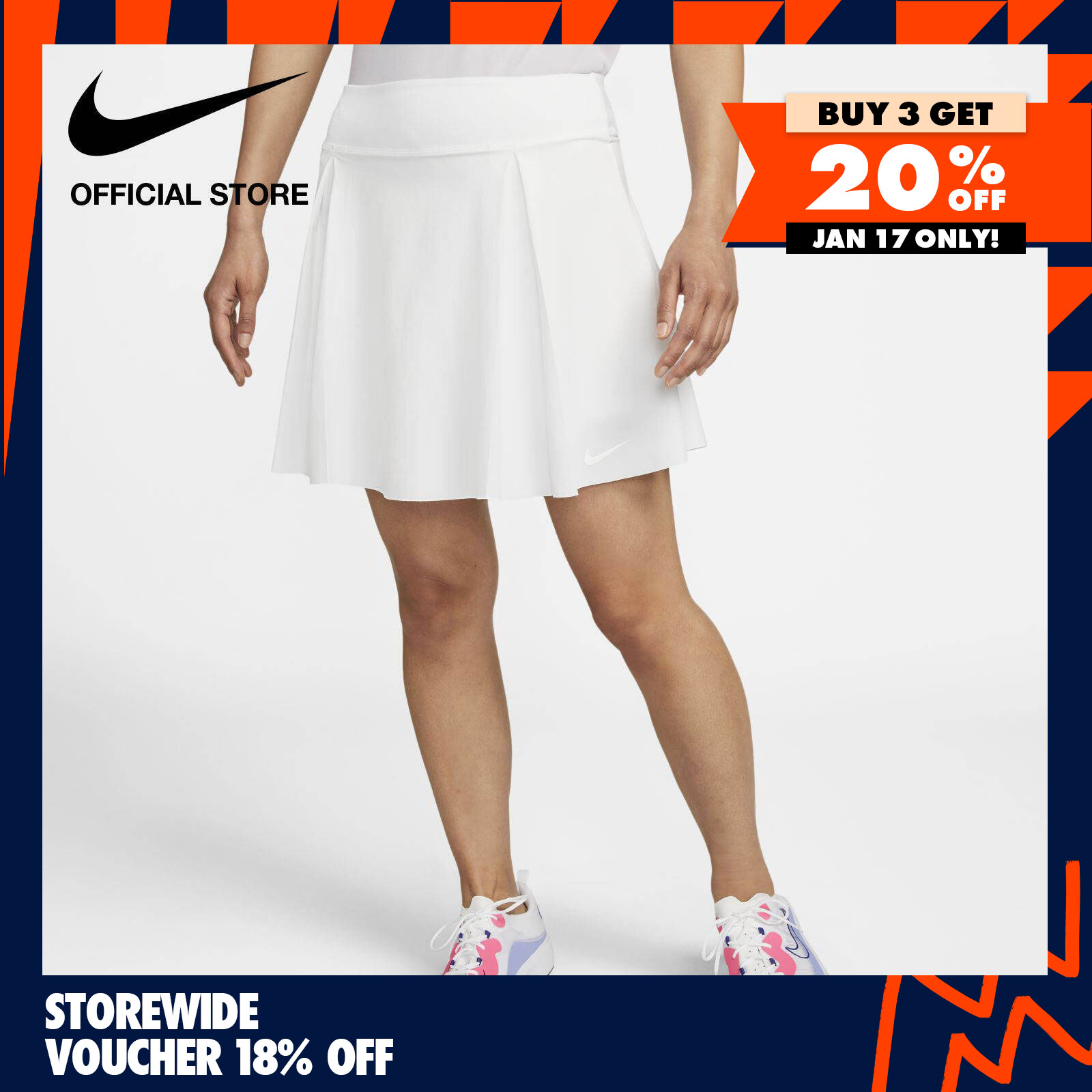 Nike DriFIT Womens Long Golf Skirt White Nike ThaiPick