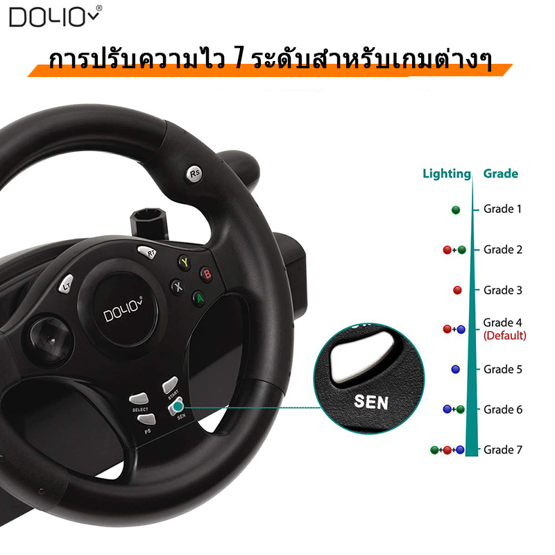DOYO 270 Degree Motor Vibration Driving Gaming Racing Wheel with