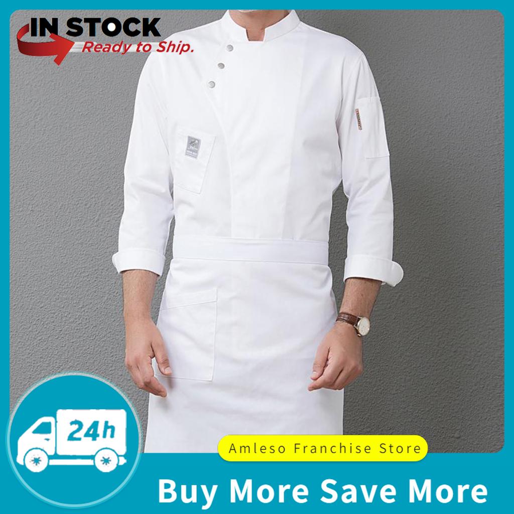 Amleso unisex Chef jacket เสื้อโค้ทแขนยาวเสื้อชุดครัว Workwear
