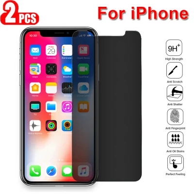 2 Pcs Half Anti Spy Tempered Glass Privacy Screen Protector for IPhone 12 Pro X XR XS 11 Max 6 6s 7 8 Plus Protective Film