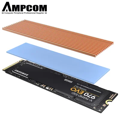 AMPCOM M.2 Hard Disk Heatsink Aluminum solid state drives Cooling Heatsink Thermal Pad For NVME M2 NGFF 2280 PCI-E SSD