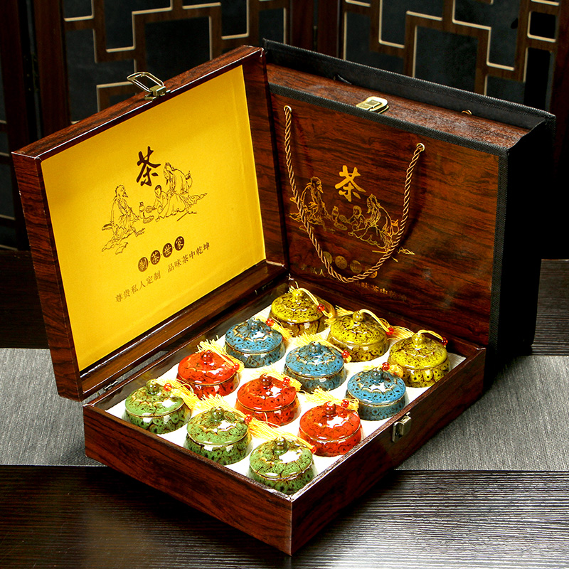 กล่องของขวัญชาเหล็กเจ้าแม่กวนอิม jinjunmei ชาดำเสื้อคลุมสีแดงคุณภาพสูงขนาดเล็กกระป๋องชาใหม่ของขวัญผู้สูงอายุของขวัญ