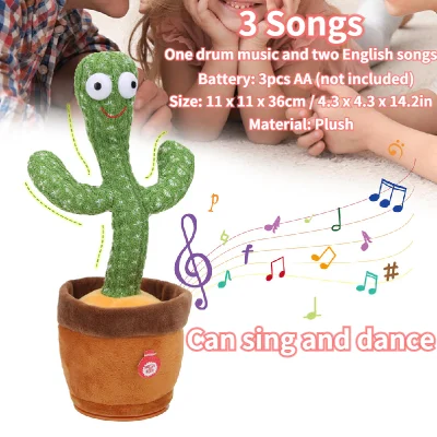 【3 songs/120 songs】 อิเล็กทรอนิกส์แคคตัสของเล่นตุ๊กตาเต้นรำร้องเพลงแคคตัสการศึกษาเด็กของเล่นเด็ก