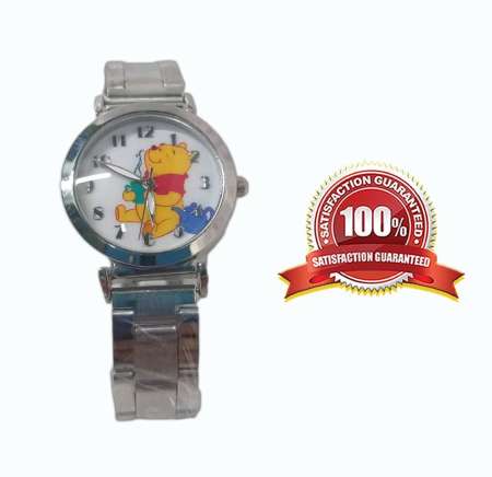 นาฬิกาข้อมือผู้หญิงสวยหรู （สีเงิน หน้าหมีพุ) กันน้ำ (มาใหม่ล่าสุด) พร้อมกล่อง224