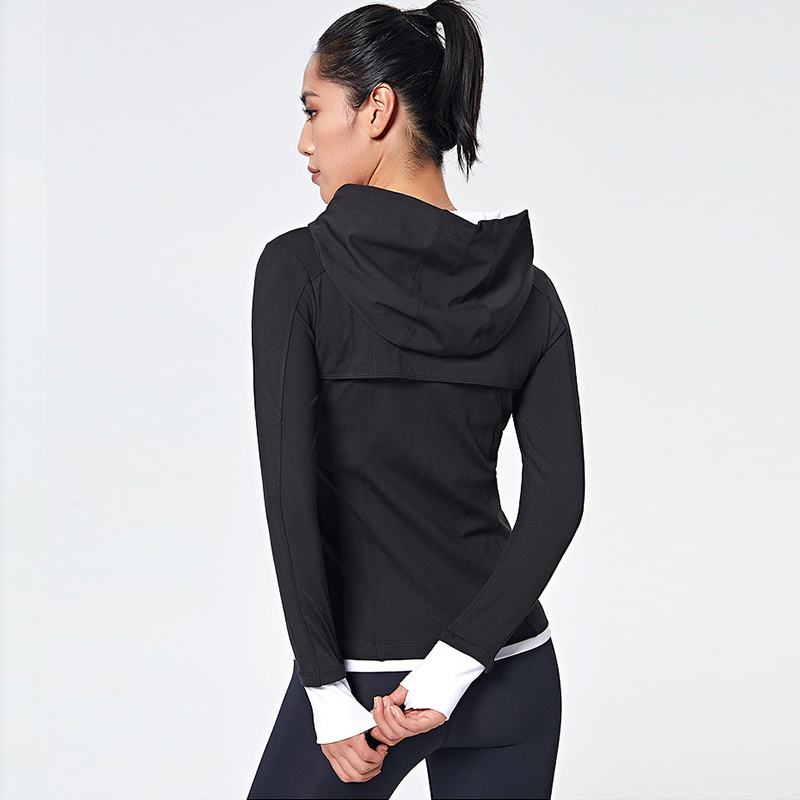 Women Hooded Running Jacket Sportswear Sweatshirt Ladies Yoga Sports Zipper Jacket Fitness Gym