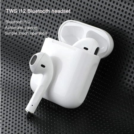 หูฟังบลูทูธ 5.0 รุ่น i12 หูฟังไร้สาย หูฟังแบบสอดหู พร้อมกล่องชารจ์ รองรับสมาร์ทโฟนทุกรุ่น Bluetooth Ear buds With Charging Box i12 TWS
