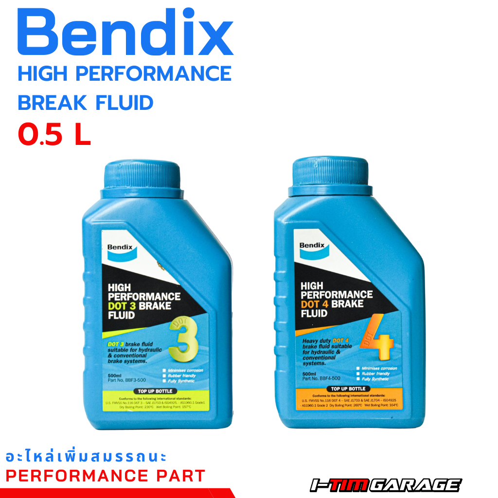 ( Bendix ) เบ็นดิกซ์ น้ำมันเบรกสังเคราะห์คุณภาพสูง  Dot3 และ Dot4 ขนาด 0.5 L