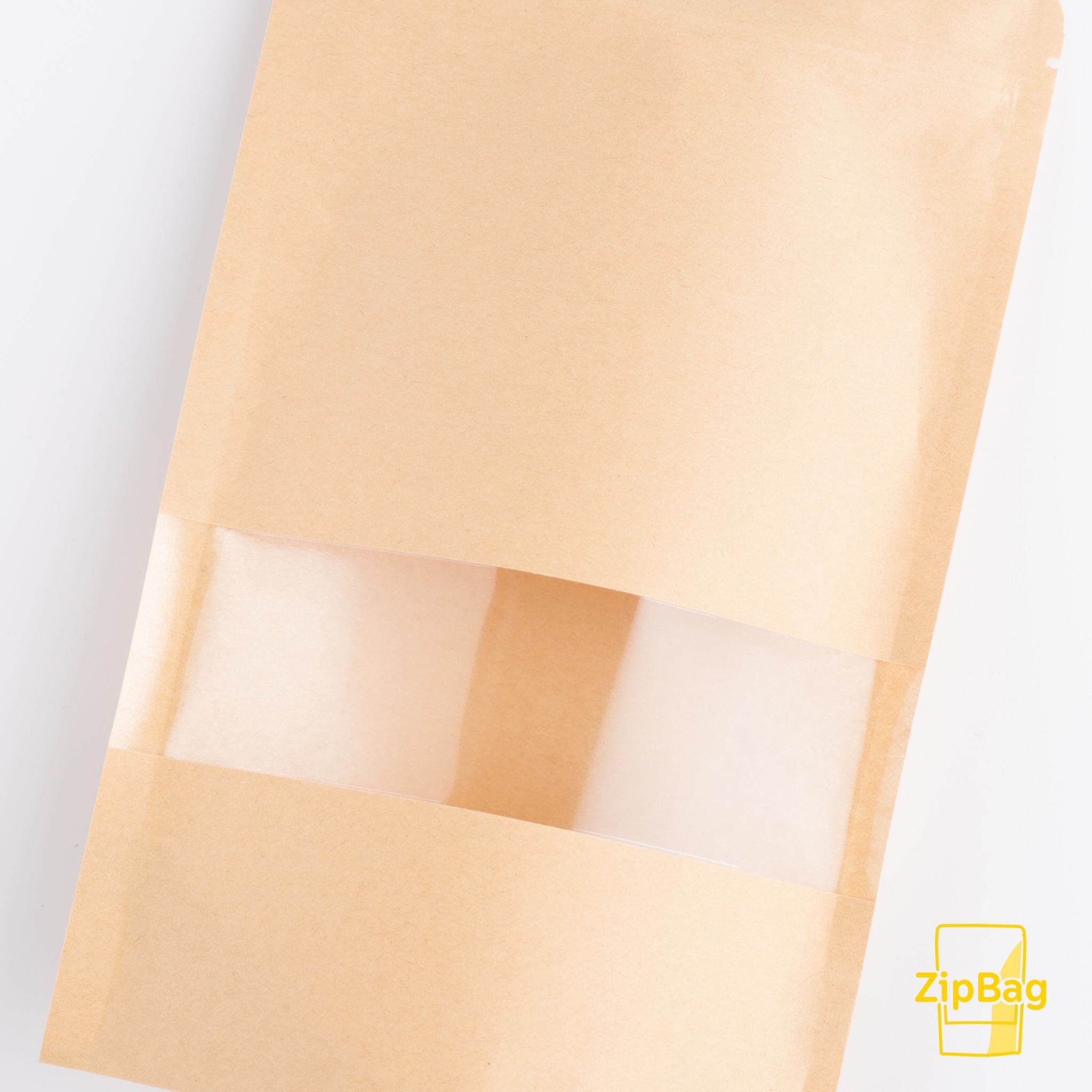 ถุงซิบล็อค（Ziplock Bag）ถุงกระดาษคราฟท์สีน้ำตาลหน้าต่างใส มีก้น ตั้งได้ ใส่ขนม อาหาร จำนวน 50 ใบ สี ขนาด 10x15+3 ซม. สี ขนาด 10x15+3 ซม.
