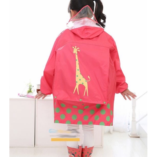 Akachan เสื้อกันฝน Smally สีชมพู แบบมีช่องใส่กระเป๋าเป้ ไซส์ S-M-L-XL-XXL (ราคาเฉพาะเสื้อกันฝน)