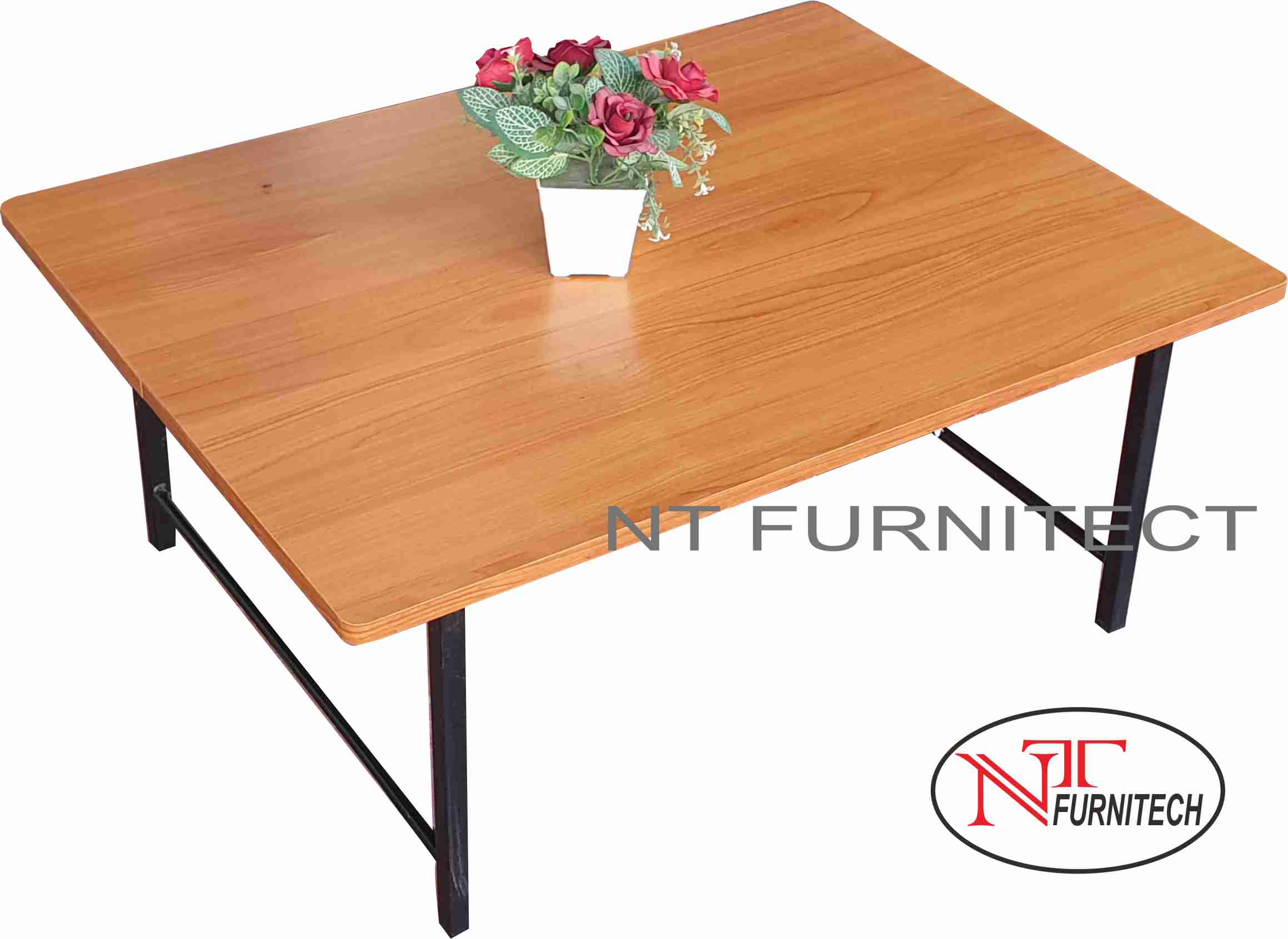 Nt furnitech โต๊ะพับญี่ปุ่น โต๊ะกลาง โต๊ะข้าง ท๊อปเมลามีน รุ่น ขาเหล็ก ่ขนาด ก.80 ล.60 ส.33 ซม. (สีเชอรี่)