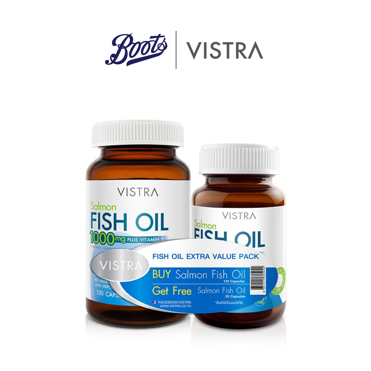 Vistra Salmon Fish Oil 100+20'S วิสทร้า น้ำมันปลาแซลมอน 1000 มก.