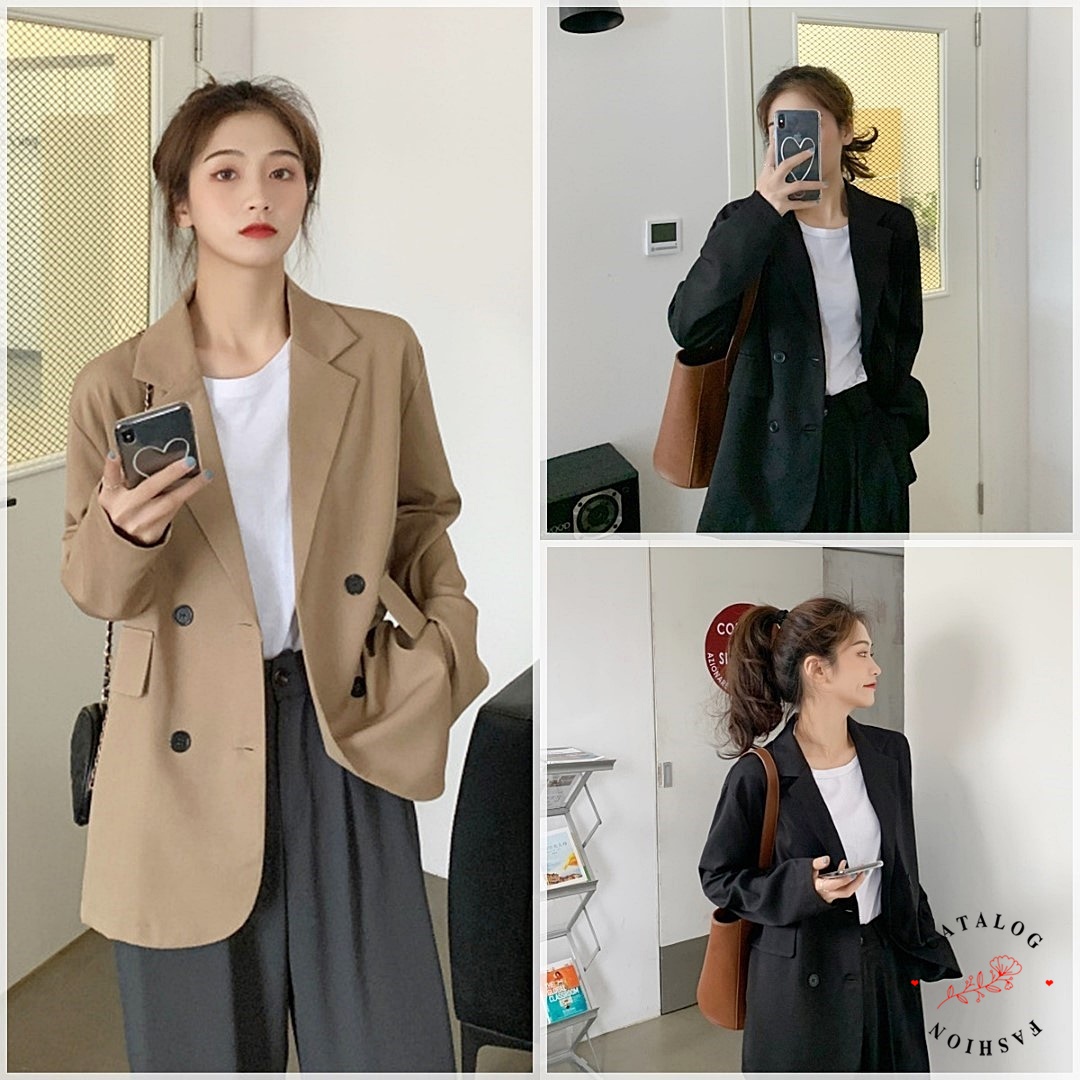 ꕥCatalog Fashionꕥ เสื้อสูทเบลเซอร์รุ่นกระดุม 4 เม็ด สีพื้น 2 สี มีกระเป๋าหน้า