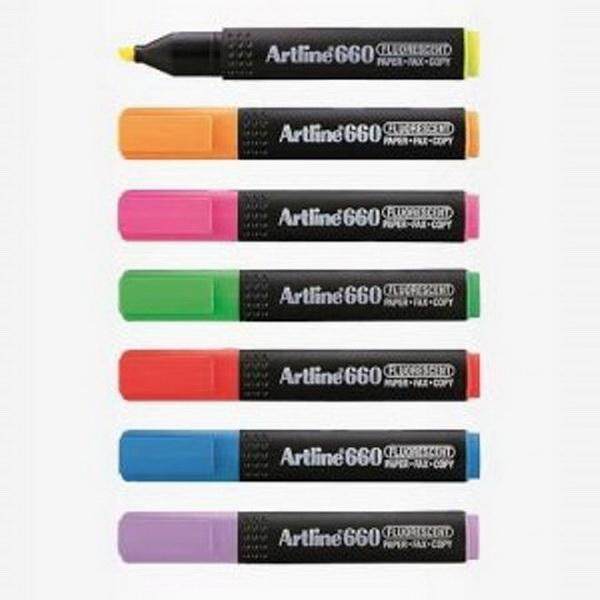 ปากกาเน้นข้อความ อาร์ทไลน์ ชุด 7 ด้าม  (สีเหลือง,ส้ม,ชมพู,เขียว,ฟ้า,แดง,ม่วง) สีสดใส ถนอมสายตา