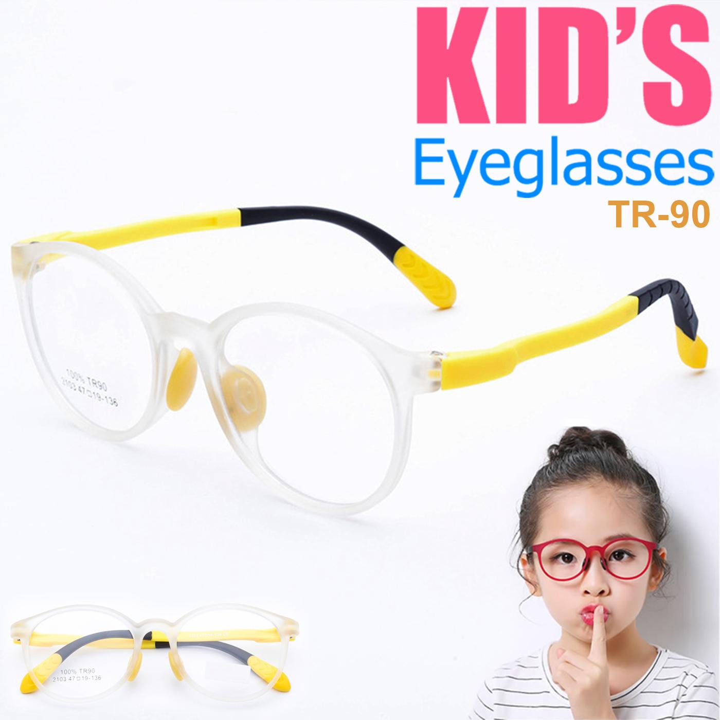 แว่นตาเกาหลีเด็ก Fashion Korea Children แว่นตาเด็ก รุ่น 2103 C-5 กรอบใสขาเหลือง กรอบแว่นตาเด็ก Round ทรงกลม Eyeglass baby frame ( สำหรับตัดเลนส์ ) วัสดุ TR-90 เบาและยืดหยุนได้สูง ขาข้อต่อ Kid eyewear Glasses