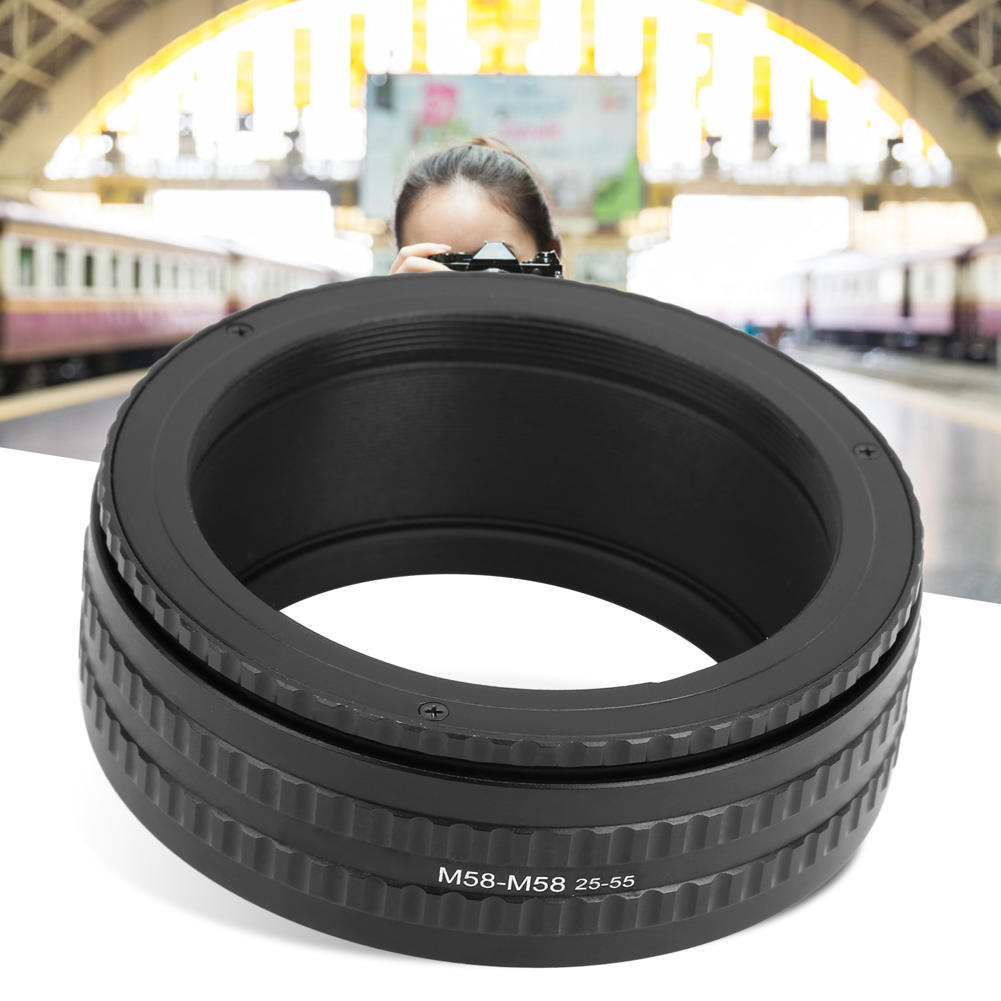 NEWYI M58‑M58 25‑55mm Adjustable Focusing Tube Adapter Ring Magnify Macro Lens
