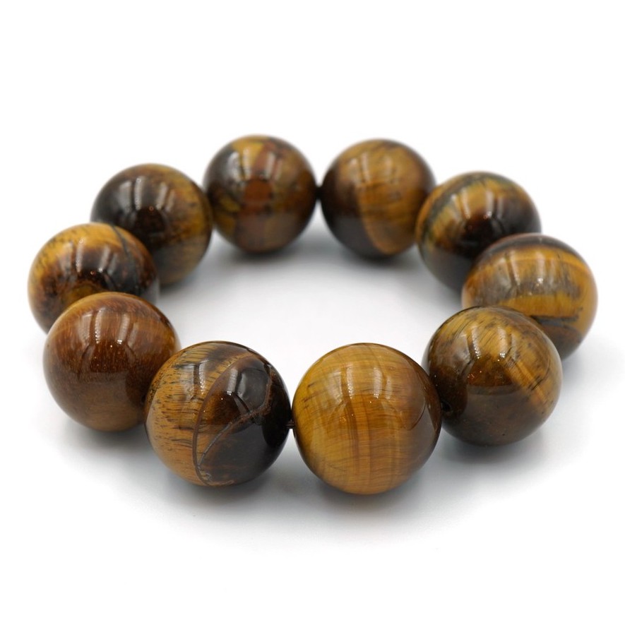 ไทเกอร์อาย พลอยตาเสือ พลังแห่งดวงตาที่สาม สร้อยข้อมือหินแท้ ขนาด 20 มม. tiger's eye by siamonlineshop