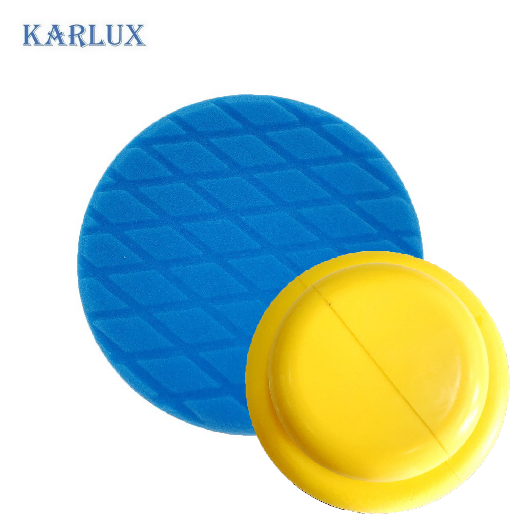 Karlux แป้นมือจับ ฟองน้ำขัดสีรถ 6นิ้ว สีฟ้า Blue Diamond Cross Cutting/Buffing Foam 6inch (สำหรับแป้นจับ 5นิ้ว เพื่อเว้นขอบ)