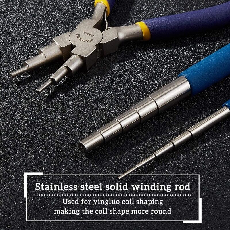Beebeecraft 1 Set Wire Looping Tools 2pcs Wire Looping Mandrel and 1pc 6 In 1 Bail Making Plier for Jewelry Wire Wrapping and Jump Ring Forming