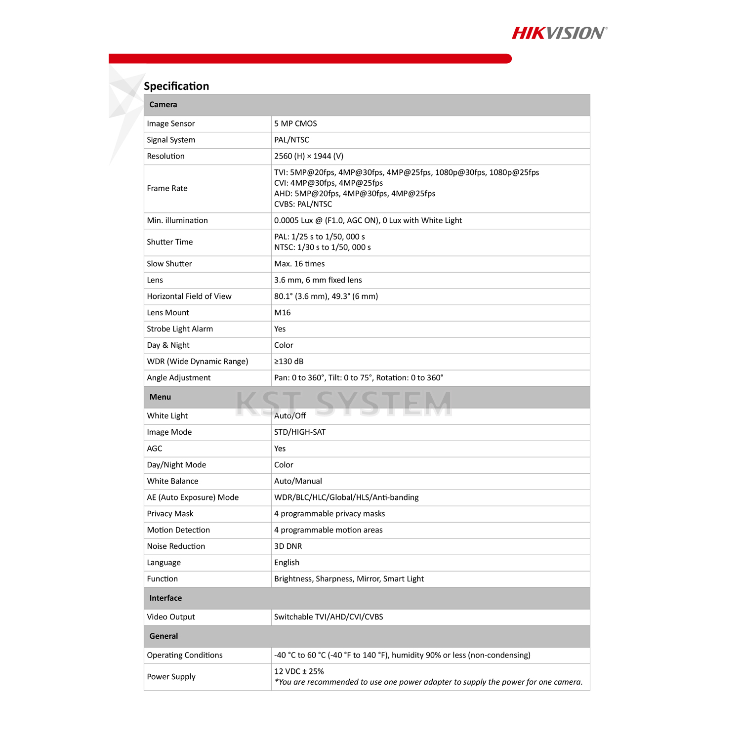 DS-2CE72HFT-F (3.6mm+Adapter) กล้องวงจรปิด Hikvision HDTVI ColorVu 5MP ...