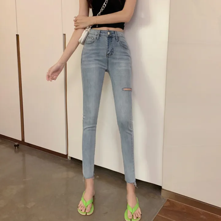 light colored ripped skinny jeans