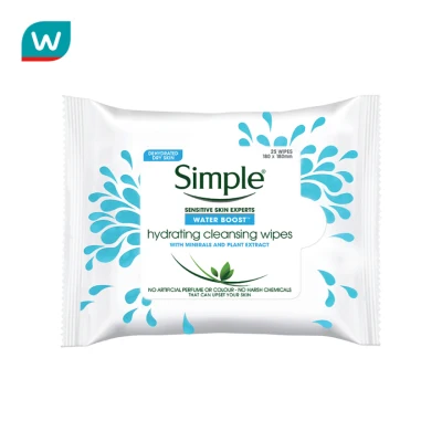 Simple Water Boost Hydrating Cleansing Wipes 25's