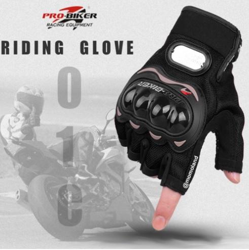 ถุงมือมอเตอร์ไซร์ แบบโชว์นิ้ว หรือ ครึ่งนิ้ว PRO BIKER ถุงมือปีนเขา ถุงมือปั่นจักรยาน จำนวน 1 คู่ / 2 ข้าง