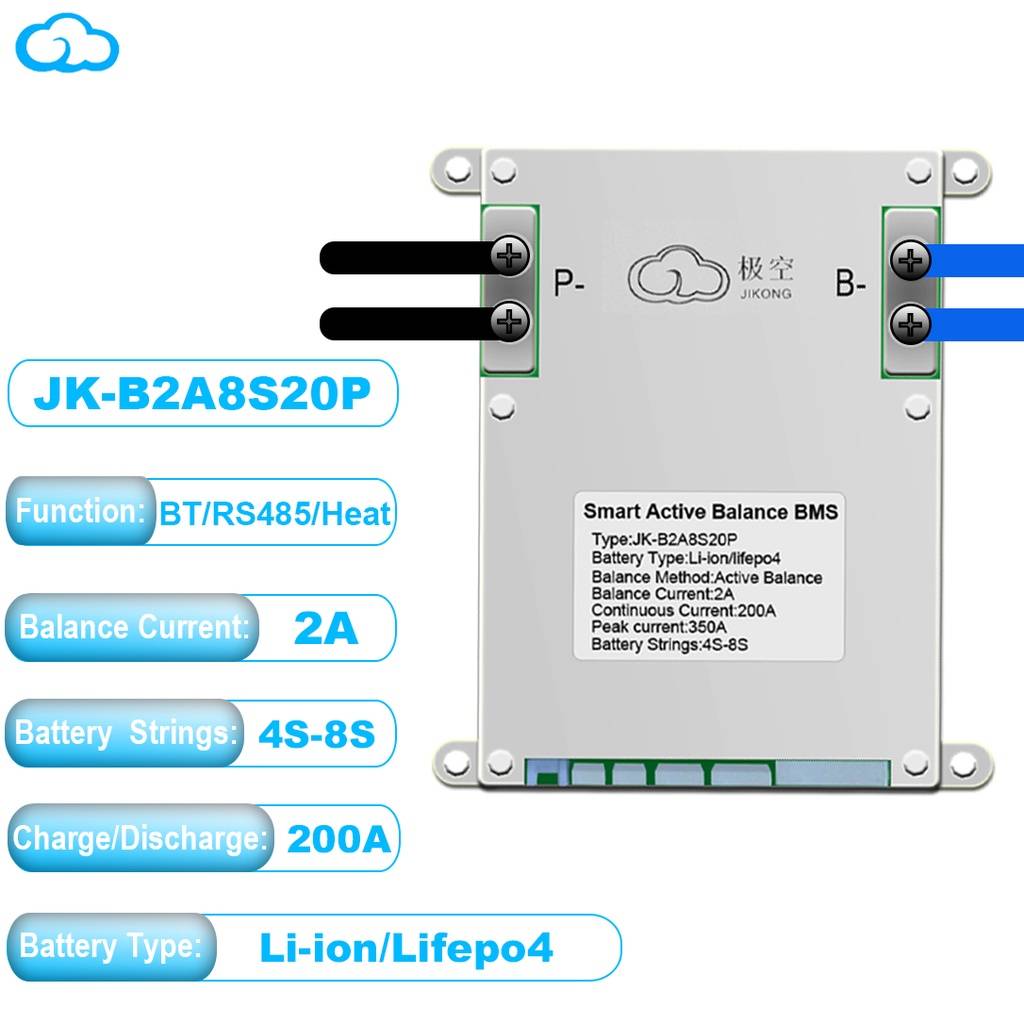 JK BMS (JIKONG SMART BMS) 8S20S 100A/200A 150A/300A รวม active balance