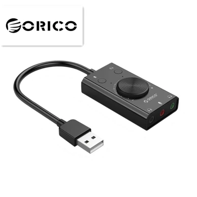 ORICO-SC2 sound card หูฟังไมโครโฟนการ์ดเสียงภายนอกUSB ซาวด์การ์ด แบบไม่มีไดรฟ์ การ์ดเสียง แบบพกพาสองในหนึ่งเดียวพร้อมปรับระดับเสียงเอาต์พุต 3