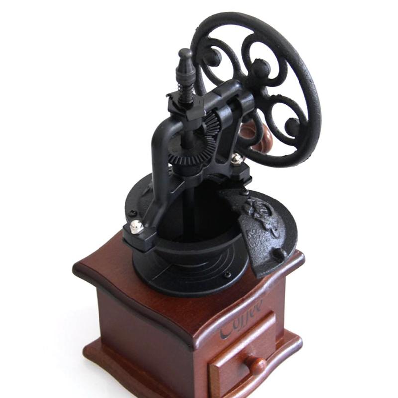 Manual Coffee Grinder Kitchen Retro Style Wooden Bean Mill Grinding ...