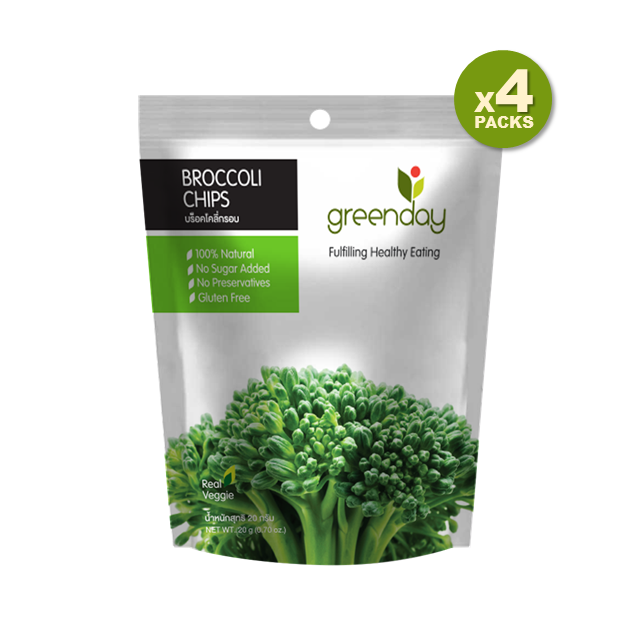 Greenday Broccoli Chips / กรีนเดย์ บร็อคโคลี่กรอบ 20 g (แพค 4 ซอง)