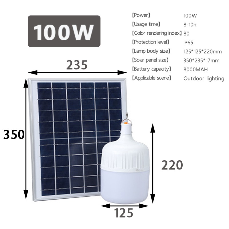 🚔ราคาพิเศษ+ส่งฟรี 💒Solar Light ไฟตุ้ม โซล่าเซลล์  50W 100W 150W Solar Cell light bulb แผงโซล่าเซลล์และหลอดไฟ Solar bulb remote control**DQP-100W 💒 มีเก็บปลายทาง