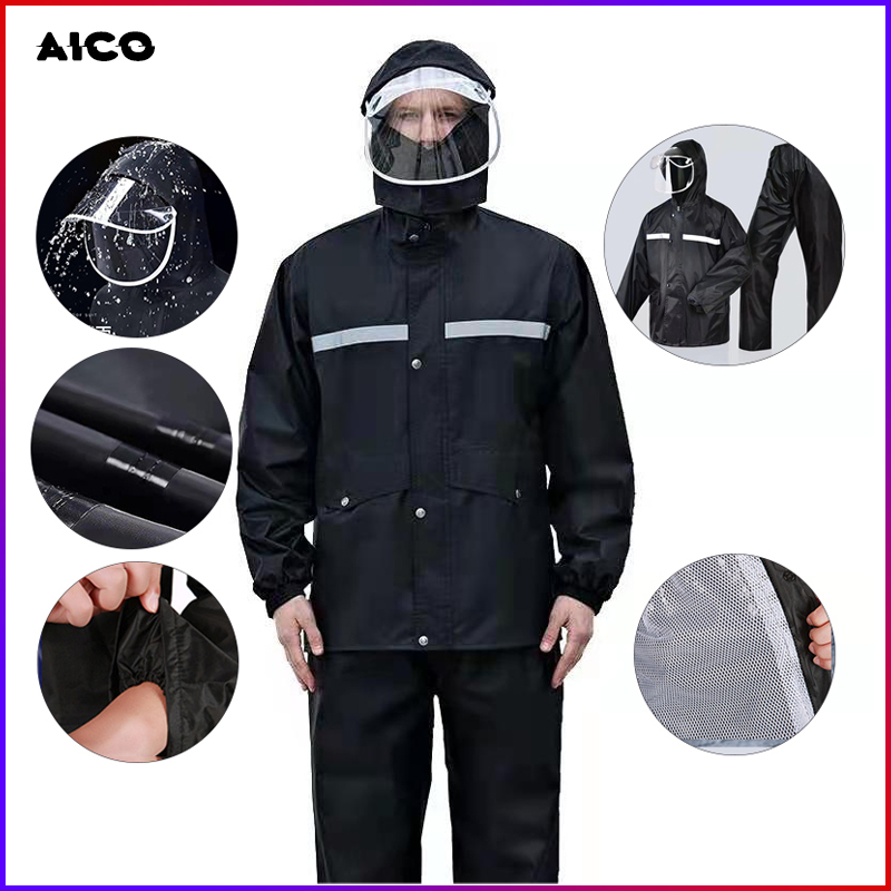 AICO เสื้อกันฝน เสื้อคลุมกันฝน ชุดกันฝน แยกส่วน เสื้อและกางเกง ใช้งานได้ดี แบบหนา เสื้อกันฝนมอเตอร์ไซค์ Motorcycle raincoat พร้อมส่ง